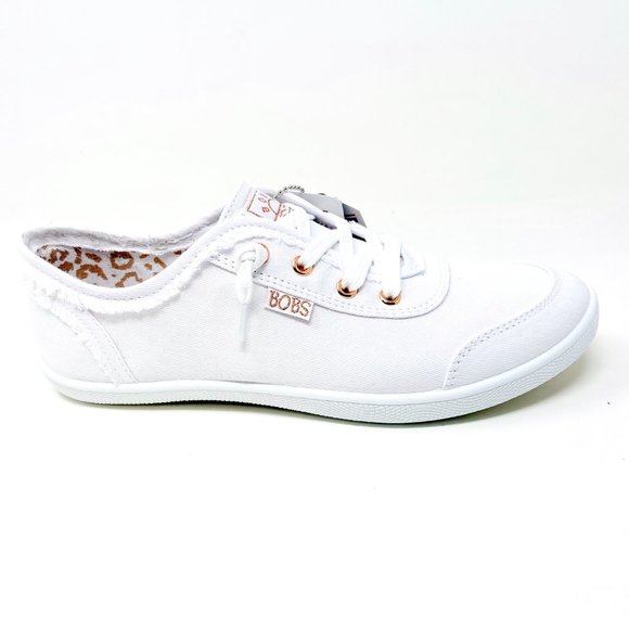 Skechers Bobs B Cute White Womens Memory Foam Casual Walking Shoes - Picture 1 of 5